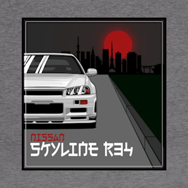 Nissan Skyline r34 GTR White, JDM Car by T-JD